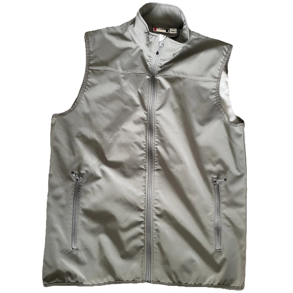 Clique Fleece Lined Vest Gray Embroider Ryder Cup Golf Logo USA Flag Large JBHS